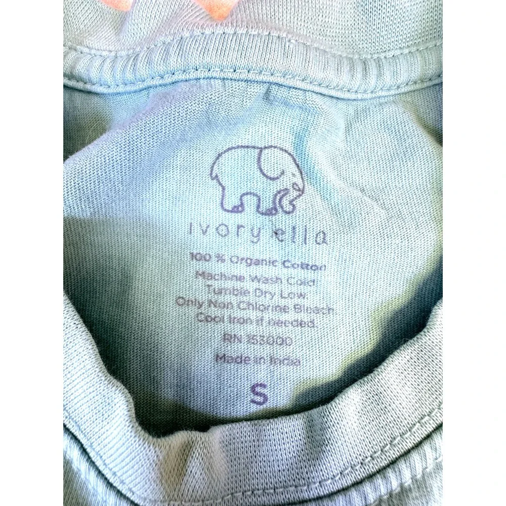Ivory Ella Womens GREEN Tank Top Organic Cotton Floral Elephant Graphic SMALL